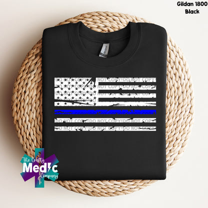 Thin Blue Line Distressed Flag | Crewneck