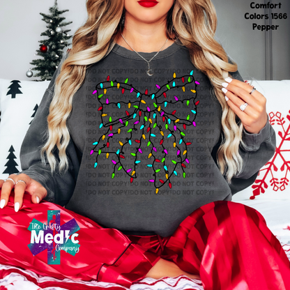 Christmas Lights Bow - Crewneck