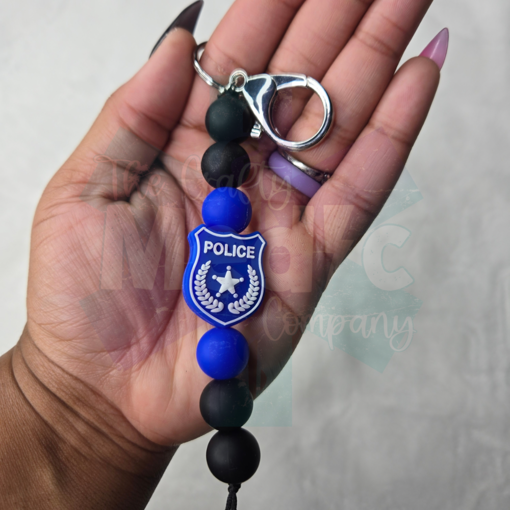 Police - Silicone Beaded Keychain