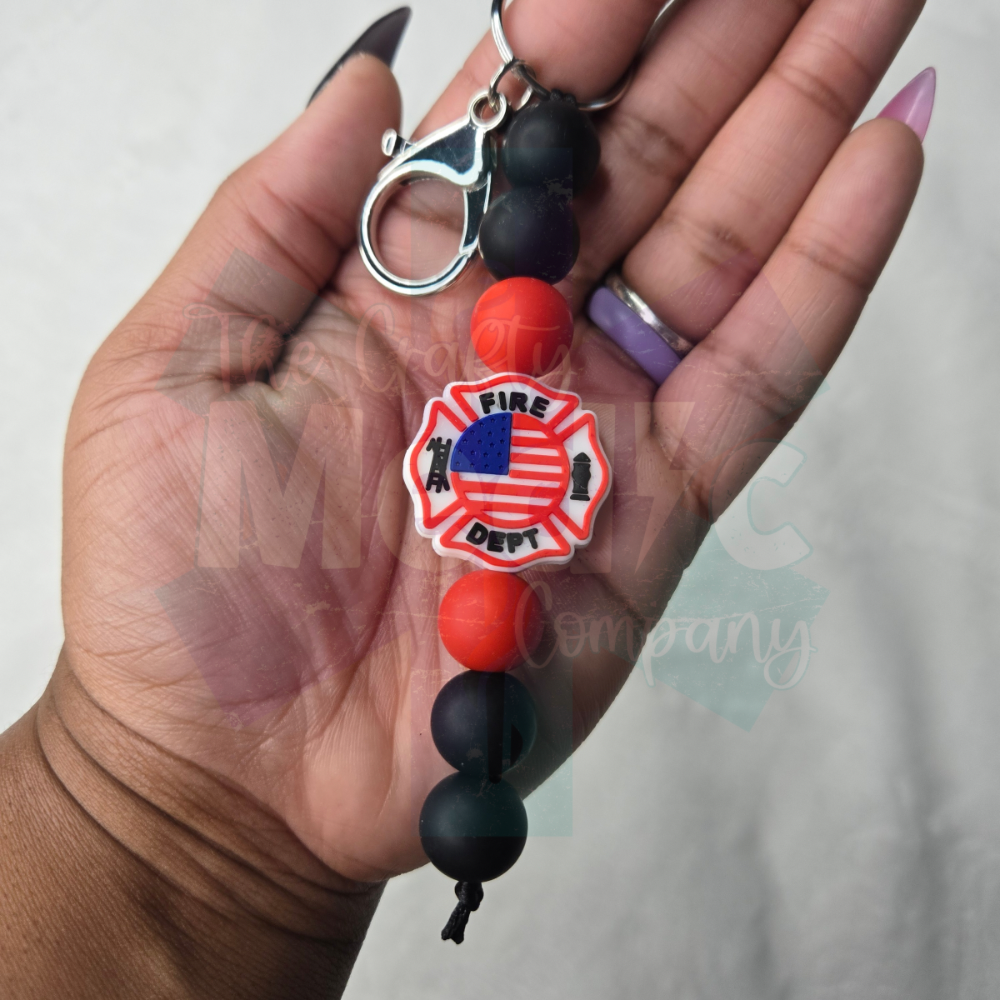 Firefighter - Silicone Beaded Keychain