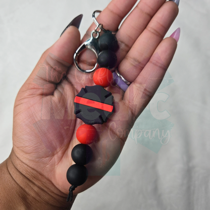 Firefighter - Silicone Beaded Keychain