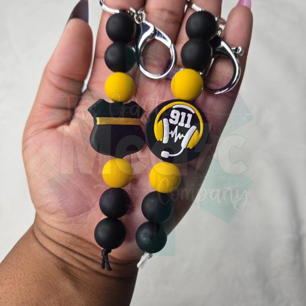 911 Dispatcher - Silicone Beaded Keychain